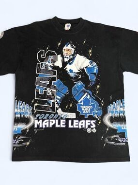 Vintage 1994 Toronto Maple Leafs Goalie Bulletin Athletic AOP Single Stitch Tee